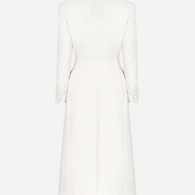 Dolce & Gabbana Long Double-breasted Wool Cady Coat In White