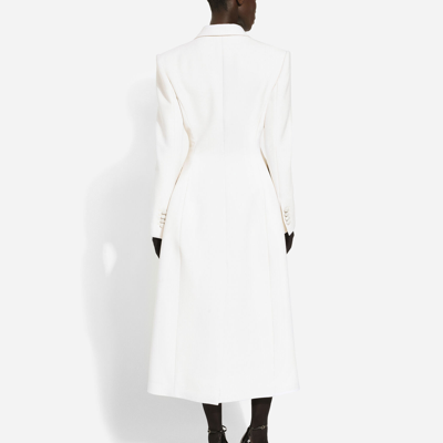 Shop Dolce & Gabbana Long Double-breasted Wool Cady Coat In White