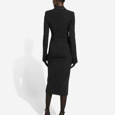 Shop Dolce & Gabbana Woolen Calf-length Coat Dress In Black