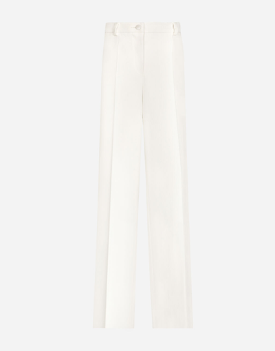 Shop Dolce & Gabbana Flared Double Crepe Pants In White
