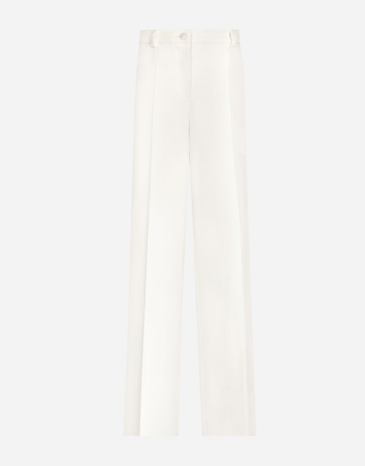 Dolce & Gabbana Double Crepe Flare Pants White In White
