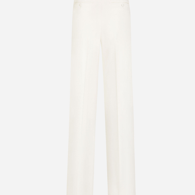 Shop Dolce & Gabbana Flared Double Crepe Pants In White