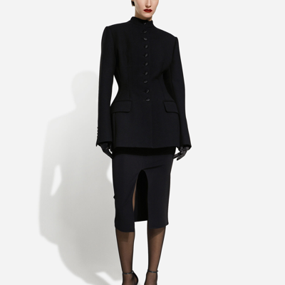 Dolce & Gabbana Long Single-breasted Wool Cady Dolce-fit Jacket In Black