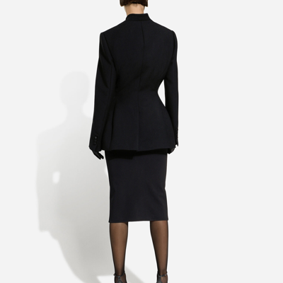 Dolce & Gabbana Long Single-breasted Wool Cady Dolce-fit Jacket In Black