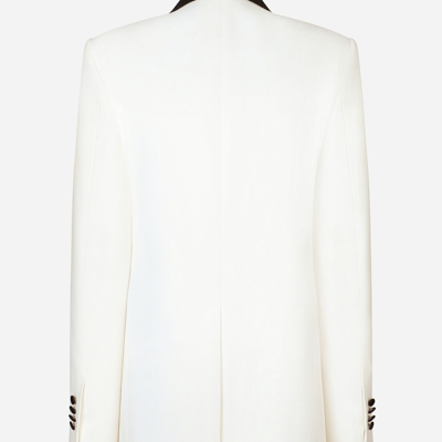 Dolce & Gabbana White Double-breasted Jacket With Peak Revers In Viscose Blend Woman In White