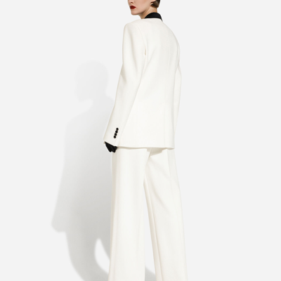 Dolce & Gabbana White Double-breasted Jacket With Peak Revers In Viscose Blend Woman In White