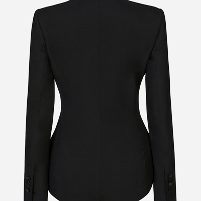 Shop Dolce & Gabbana Double-breasted Tuxedo Jacket Bodysuit In Black