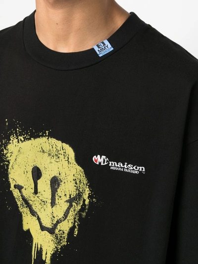 Shop Miharayasuhiro Maison Mihara Yasuhiro Men Smily Face Printed Tee In Black