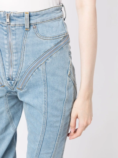 Shop Mugler Women Denim Stretch Spiral Jeans In Light Blue 2905