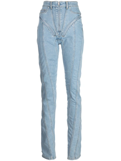 Shop Mugler Women Denim Stretch Spiral Jeans In Light Blue 2905