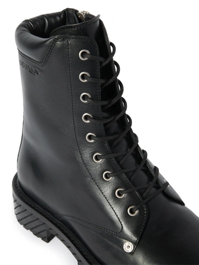 Shop Off-white Men Combat Lace Up Boots In 1010 Black Black