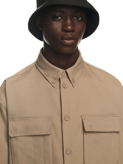 Shop Off-white Men Ow Embroidery Drill Military Overshirt In 6161 Beige Beige