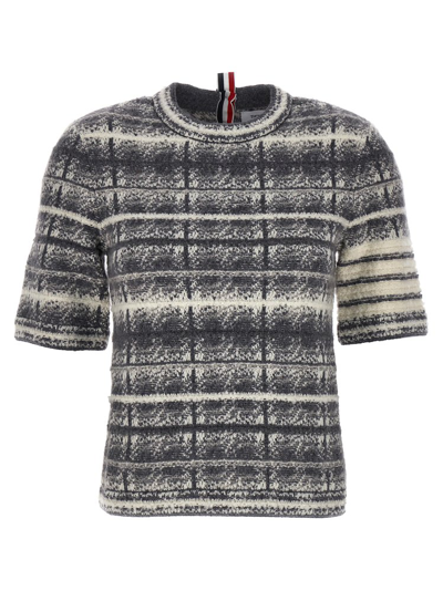 Shop Thom Browne Tartan Crewneck Knitted Top In Multi