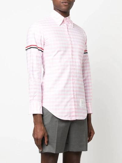Shop Thom Browne Men Rwb Stripe Flannel Button Up Shirt In 680 Lt Pink