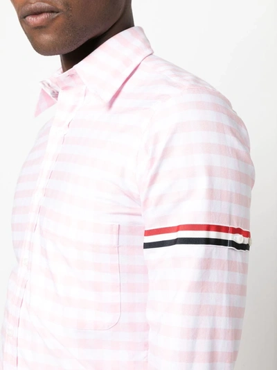 Shop Thom Browne Men Rwb Stripe Flannel Button Up Shirt In 680 Lt Pink