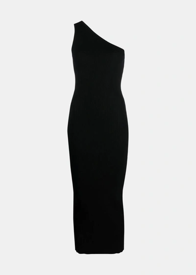 Shop Totãªme Toteme Black One Shoulder Ribbed Dress