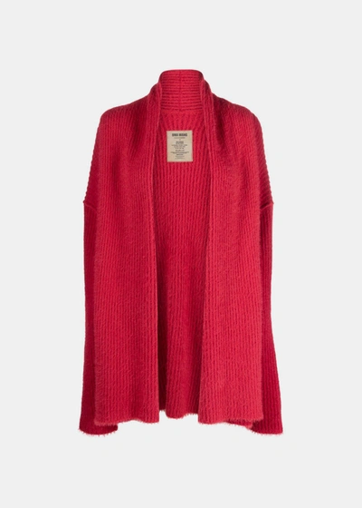 Shop Uma Wang Red Oversized Ribbed Cardigan