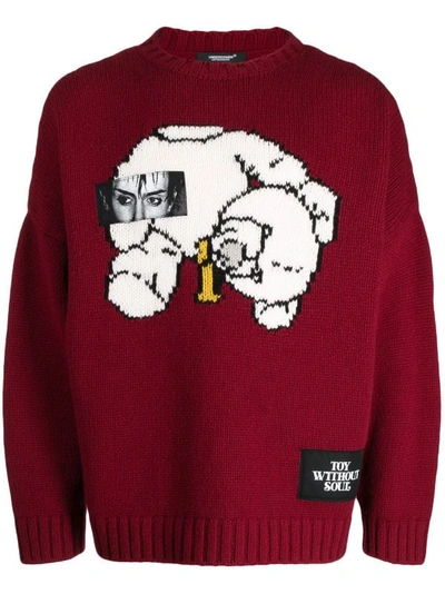Shop Undercover Men Wool Teddy Bear Sweater In Bordeaux