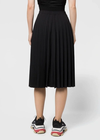 Shop Vetements Black Pleated Logo Skirt