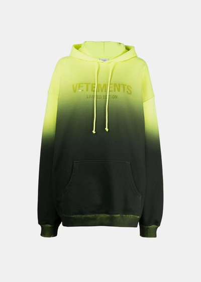 Shop Vetements Yellow Gradient Logo Limited Edition Hoodie