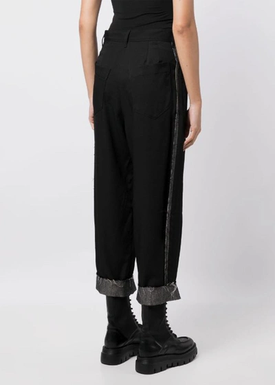Shop Y's Black Stripe-detail Tapered Trousers