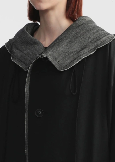 Shop Y's Black/grey Contrast-lining Hooded Coat