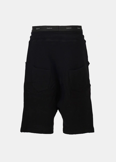 Shop Yohji Yamamoto Black Drawstring Shorts