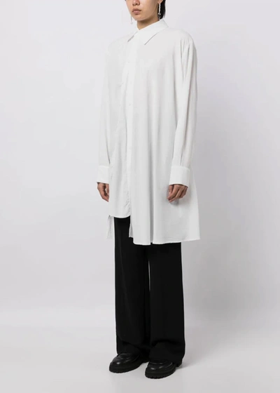 Shop Yohji Yamamoto White Asymmetric Button-up Shirt
