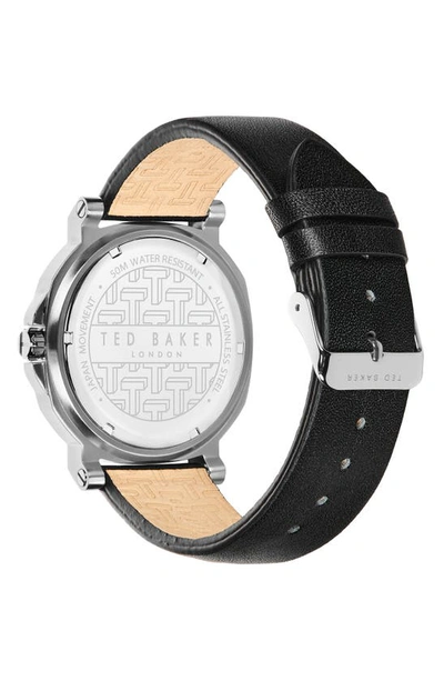 Shop Ted Baker Actonn Leather Strap Watch, 44mm In Black