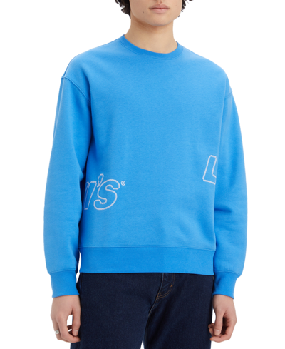 Shop Levi's Men's Fleece Logo Sweatshirt In Super Sonic