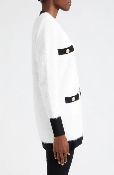 Shop L Agence Elin Four Pocket Cardigan In White/ Black