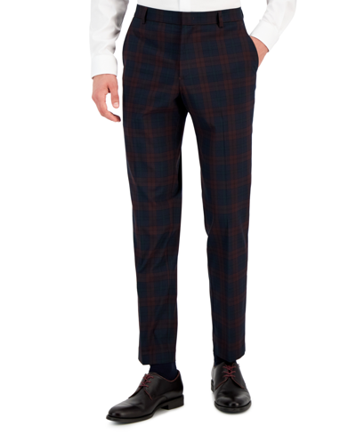 Shop Tommy Hilfiger Men's Modern-fit Th Flex Stretch Patterned Performance Pants In Medium Burgundy