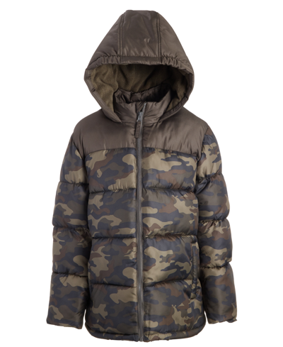 Shop S Rothschild & Co Toddler & Little Boys Camo Puffer Coat In Olive Camo