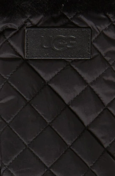 Shop Ugg Faux Fur Trim Quilted Gloves In Black