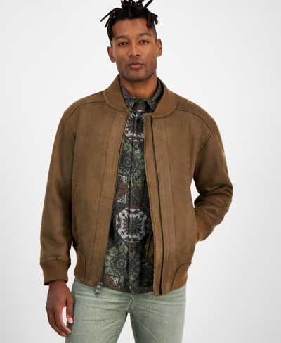 Men's Faux Suede Zip Front Jacket