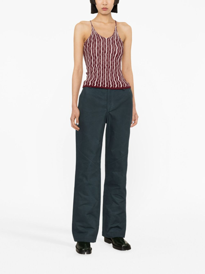 Shop Sinéad O’dwyer Blue Cotton Drill Straight-leg Trousers