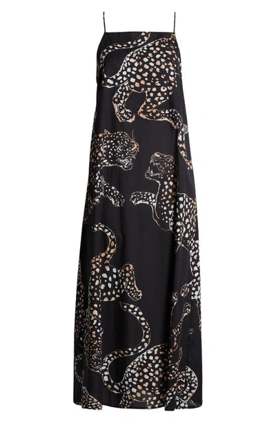 Desmond & Dempsey Print Square Neck Cotton Nightgown In Jag Navy