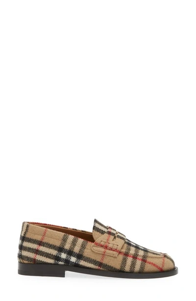 Shop Burberry Hackney Check Penny Loafer In Archive Beige