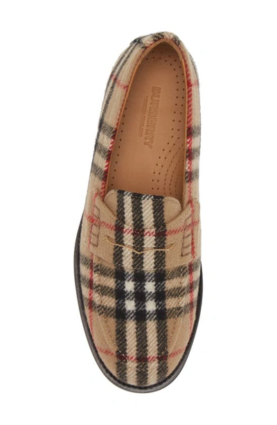Shop Burberry Hackney Check Penny Loafer In Archive Beige