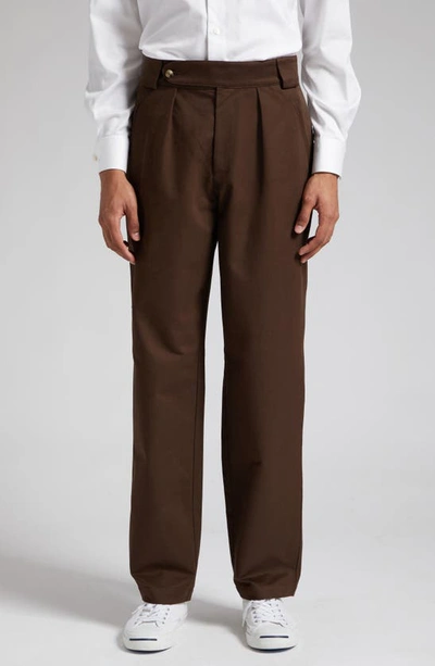 Shop De Bonne Facture Pleat Front Hiking Trousers In Dark Brown