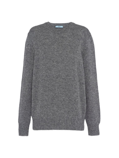 Shop Prada Women's Wool And Cashmere Crew-neck Sweater In Grey