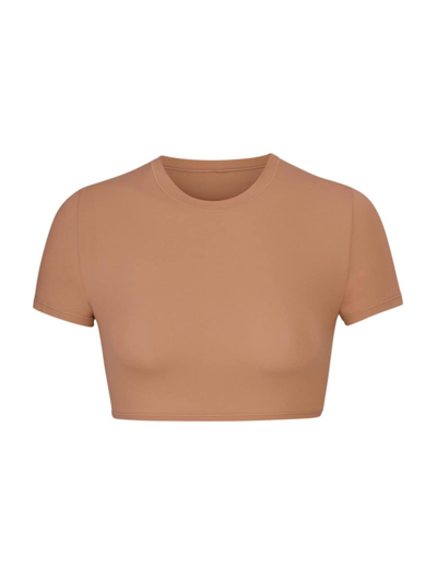 Shop Skims Women's Fits Everybody Super Cropped T-shirt In Sienna