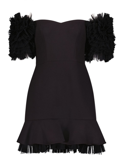 Shop Bcbgmaxazria Women's Off-the-shoulder Ruffled Minidress In Black