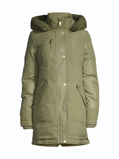 Shop Nicole Benisti Women's Chelsea Hooded Shearling-embellished Coat In Moss