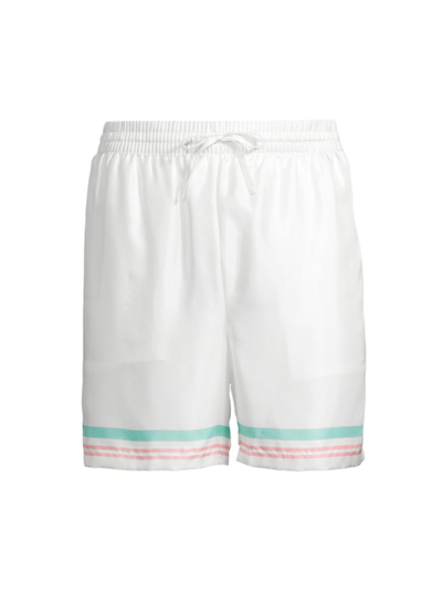 Shop Casablanca Men's Silk Drawstring Shorts In Tennis Club Icon Pastelle
