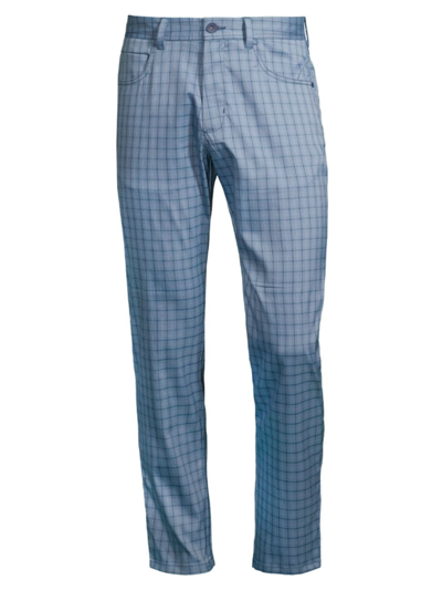 Shop Tommy Bahama Men's Check Print Slim-fit Pants In Airforce Blue