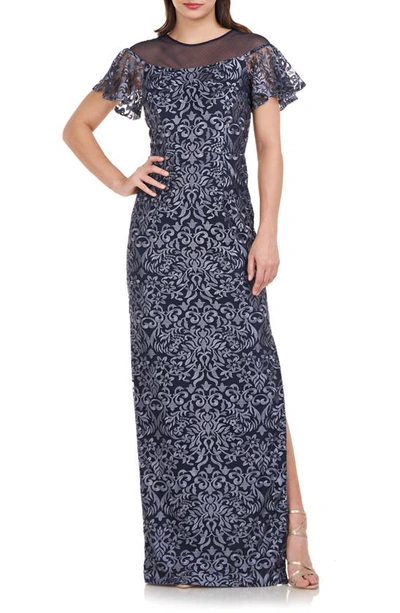 Js collections clearance embroidered column gown