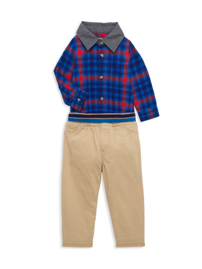 Shop Rockets Of Awesome Baby Boy's Plaid Shirt & Pants Set In Indigo