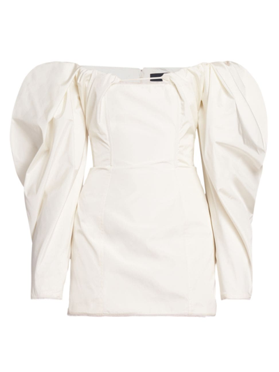 Shop Jacquemus Women's Off-the-shoulder Taffeta Corset Minidress In Off White