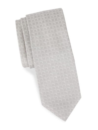 Shop Saks Fifth Avenue Men's Collection Diamond Texture Silk Tie In Mirage Grey